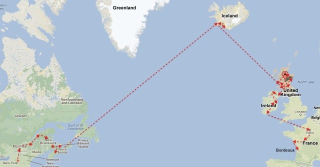 New York To Bordeaux Map Day 91 NewYorkToBordeauxDay91