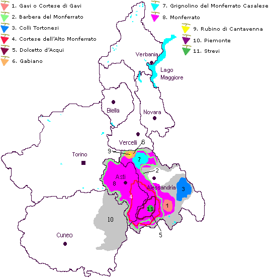 piedmont doc wine map