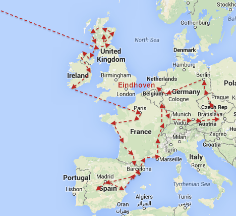 EU Map New York To Eindhoven TEXT Day 165