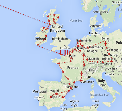 EU Map New York To Lille