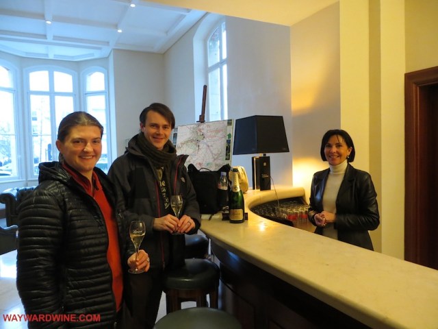 Tracy and Aaron Lanson Tasting Champagne