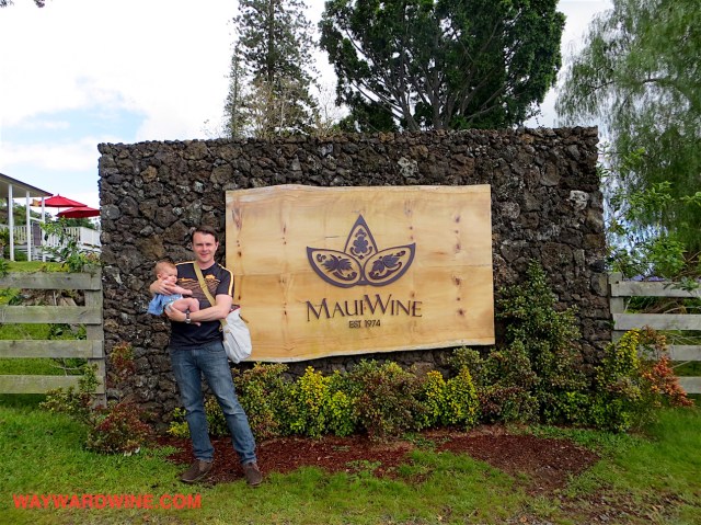 Dad Baby Maui Winery Entrance